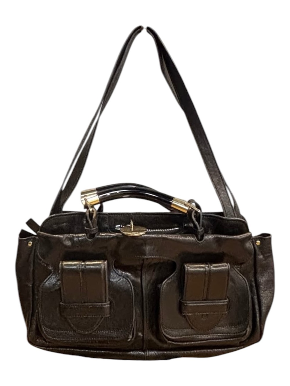 Chloé Saskia Black Leather Shoulder Satchel bag VTG - Picture 4 of 16